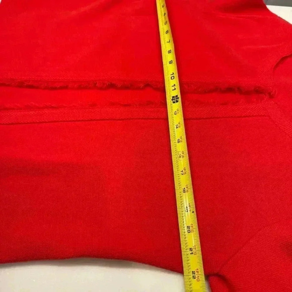 Talbots women’s red open cardigan with fringe edge. Heavy weight cotton sz large - Picture 4 of 7